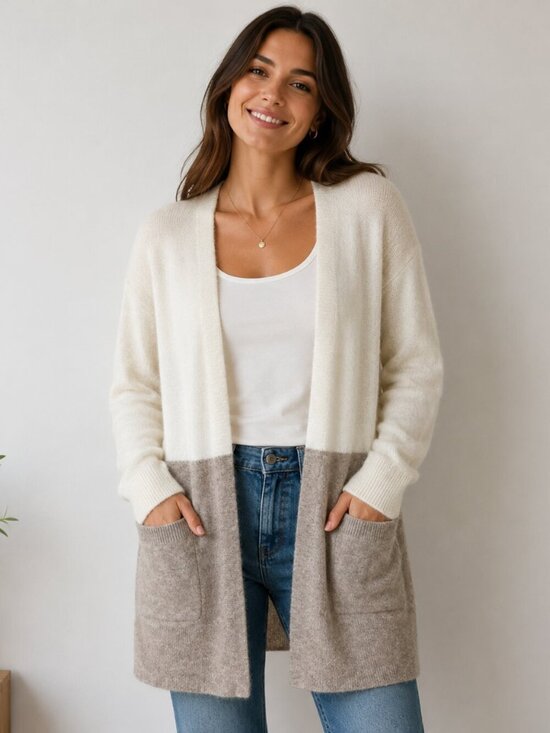Madewell Sweaters - Madewell Cardigan Sweater Open Front Cream Taupe Alpaca XS